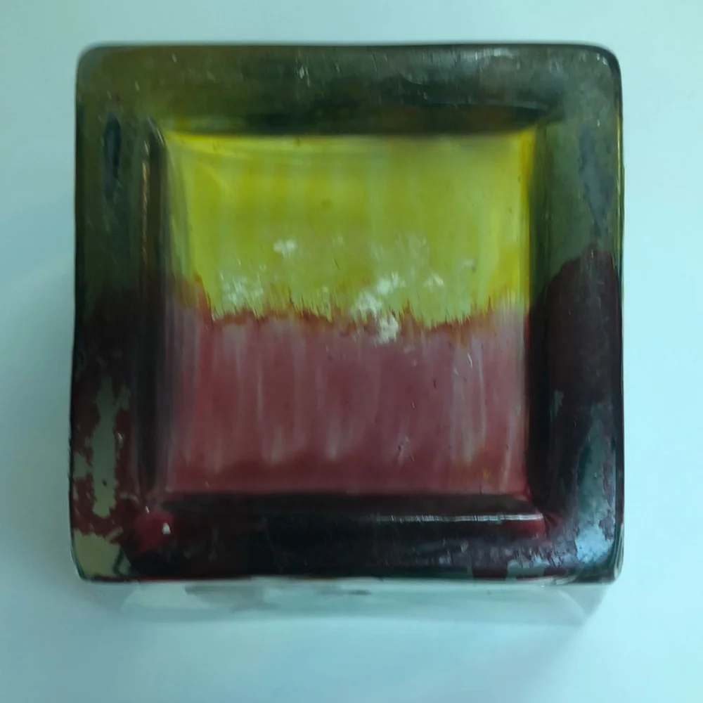 Tropical Palm Glass Vase • 4” x 4” x 4”